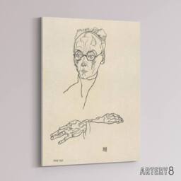 "Artery8 Franz Blei Line Art Portrait Canvas Wall Art Print Egon Schiele in Beige - Size: W18"" x H24""" - thumbnail 2