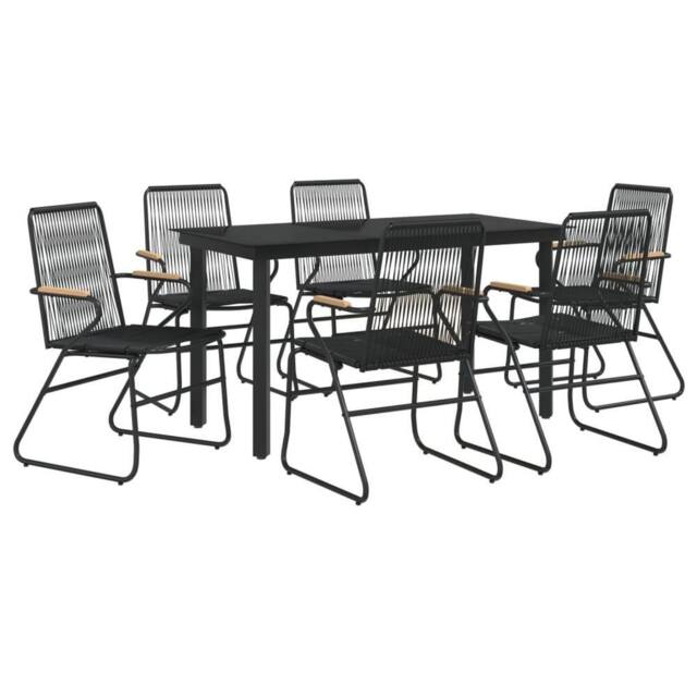 Berkfield Home Beautiful 7 Piece Garden Dining Set Black PVC Rattan - image 1