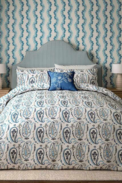 Sanderson 'Jamilia' Cotton Duvet Cover Set in Blue - Size: Super King - image 1