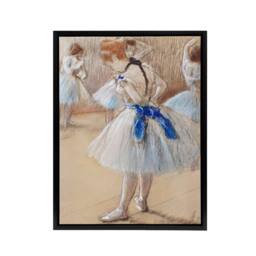 "Artery8 Dancer Ballerina Pastel Drawing Degas Vintage Framed Canvas Wall Art in Beige - Size: W24"" x H32""" - thumbnail 1