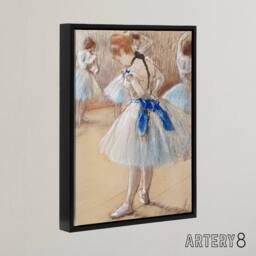 "Artery8 Dancer Ballerina Pastel Drawing Degas Vintage Framed Canvas Wall Art in Beige - Size: W24"" x H32""" - thumbnail 2