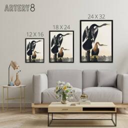 "Artery8 Black Bellied Darter Bird Audubon Nature Black Framed Canvas Wall Art in White - Size: W12"" x H16""" - thumbnail 4