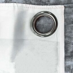OHS Pair of Eyelet Fully Lined Crushed Velvet Band Curtains in Light Grey - Size: 167 cm width x 183 cm drop - thumbnail 2