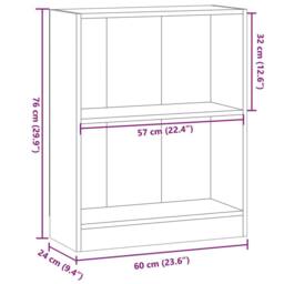 Berkfield Home Bookcase Artisian Oak 60x24x76 cm Engineered Wood in Brown - Size: 60 x 24 x 76 cm - thumbnail 9