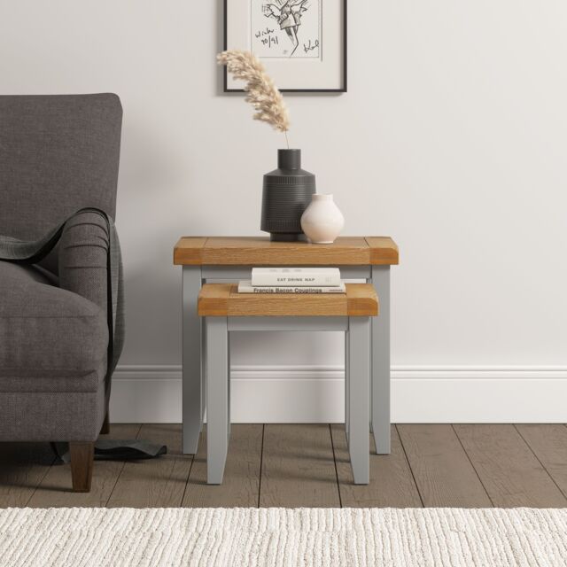 Seconique Windsor Nest of 2 Tables (Fully Assembled) in Light Grey - image 1