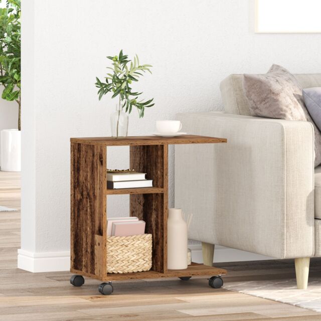 Berkfield Home Side Table with Wheels - Old Wood, 50x30x55 cm, Engineered Wood in Brown - Size: 50 x 30 x 55 cm - image 1