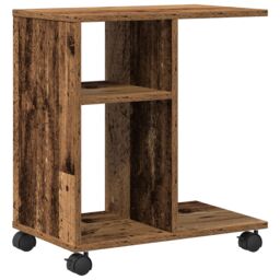 Berkfield Home Side Table with Wheels - Old Wood, 50x30x55 cm, Engineered Wood in Brown - Size: 50 x 30 x 55 cm - thumbnail 2