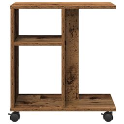 Berkfield Home Side Table with Wheels - Old Wood, 50x30x55 cm, Engineered Wood in Brown - Size: 50 x 30 x 55 cm - thumbnail 6