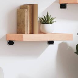 Berkfield Home Wall Shelf 40x20x6 cm Untreated Solid Wood Oak in Natural - Size: 40 x 20 x 6 cm - thumbnail 2