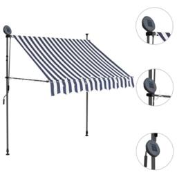 Berkfield Home Manual Retractable Awning with LED 100 cm Blue & White - thumbnail 1