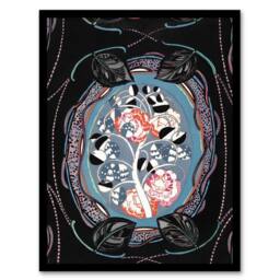 "Artery8 Floral Motif Benedictus Vintage Framed Wall Art Print in Black - Size: W12"" x H16""" - thumbnail 1