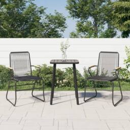 Berkfield Home Beautiful Garden Chairs 2 pcs Black 58x59x85.5 cm PVC Rattan - thumbnail 2