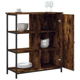 Berkfield Home Sideboard Smoked Oak 70x30x80 cm Engineered Wood in Brown - Size: 70 x 30 x 80 cm - thumbnail 4