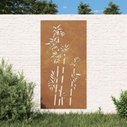 Berkfield Home Garden Wall Decoration 105x55 cm Corten Steel Bamboo Design in Brown