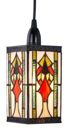 Happy Homewares Art Denergy savingTiffany Easy Fit Pendant Shade with Green, Amber & Red Stained Glass