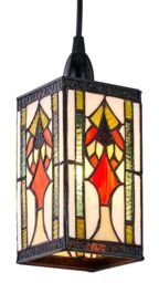Happy Homewares Art Denergy savingTiffany Easy Fit Pendant Shade with Green, Amber & Red Stained Glass - thumbnail 4