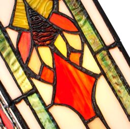 Happy Homewares Art Denergy savingTiffany Easy Fit Pendant Shade with Green, Amber & Red Stained Glass - thumbnail 2
