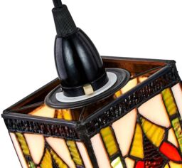 Happy Homewares Art Denergy savingTiffany Easy Fit Pendant Shade with Green, Amber & Red Stained Glass - thumbnail 3