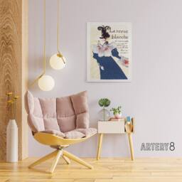 "Artery8 La Revue Blanche Advert Canvas Wall Art Print Toulouse Lautrec in Blue - Size: W24"" x H32""" - thumbnail 3