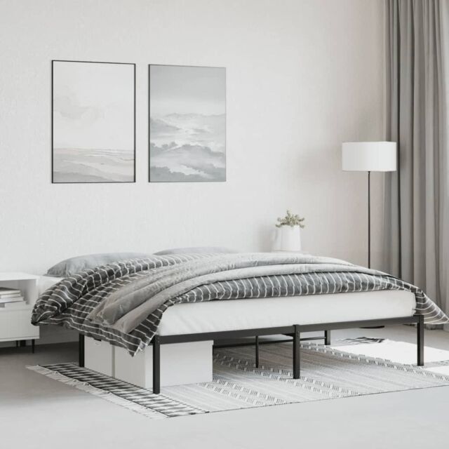 Berkfield Home Metal Bed Frame Black 180x200 cm Super King Size - image 1
