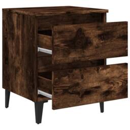 Berkfield Home Bed Cabinet with Metal Legs Smoked Oak 40x35x50 cm in Brown - Size: 40 x 35 x 50 cm - thumbnail 7