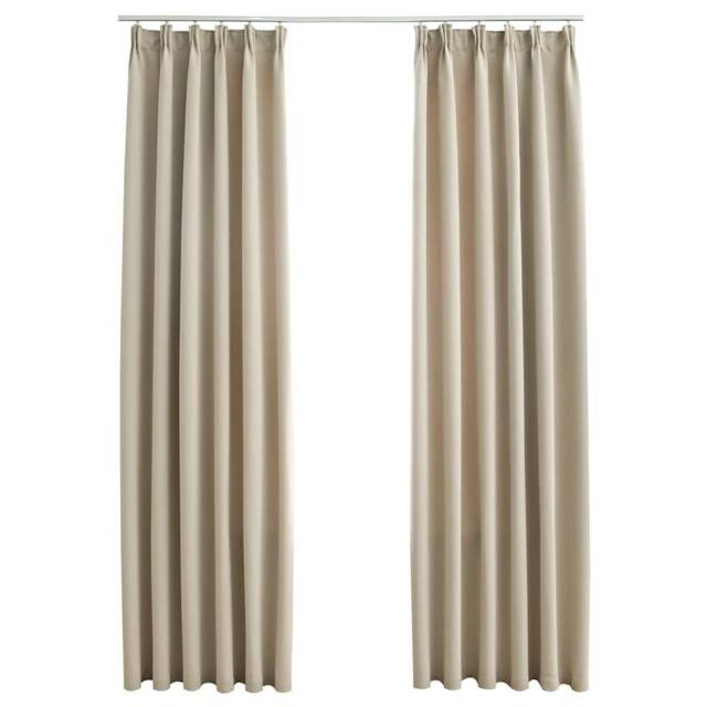 Berkfield Home Blackout Curtains with Hooks 2 pcs Beige 140x245 cm - image 1