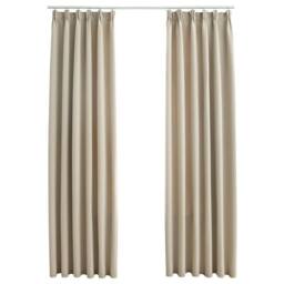 Berkfield Home Blackout Curtains with Hooks 2 pcs Beige 140x245 cm - thumbnail 1