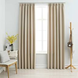 Berkfield Home Blackout Curtains with Hooks 2 pcs Beige 140x245 cm - thumbnail 2