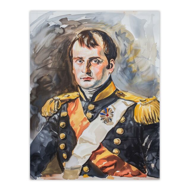 "Artery8 Napoleon Bonaparte France Emperor Portrait Wall Art Print in Grey - Size: W18"" x H24""" - image 1