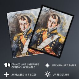 "Artery8 Napoleon Bonaparte France Emperor Portrait Wall Art Print in Grey - Size: W18"" x H24""" - thumbnail 2