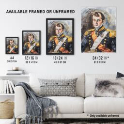 "Artery8 Napoleon Bonaparte France Emperor Portrait Wall Art Print in Grey - Size: W18"" x H24""" - thumbnail 3