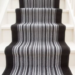 Kukoon Grey & Black Striped Cut to Measure Stair Carpet Runner Rug 80cm Wide - Size: 80 cm x 1770 cm - thumbnail 2