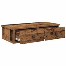 Berkfield Home Wall Shelf with Drawers Old Wood 60x25x15 cm Engineered Wood in Brown - Size: 60 x 25 x 15 cm - thumbnail 7