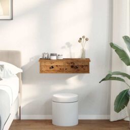 Berkfield Home Wall Shelf with Drawers Old Wood 60x25x15 cm Engineered Wood in Brown - Size: 60 x 25 x 15 cm - thumbnail 3