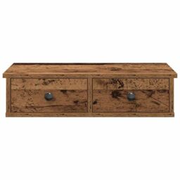 Berkfield Home Wall Shelf with Drawers Old Wood 60x25x15 cm Engineered Wood in Brown - Size: 60 x 25 x 15 cm - thumbnail 4