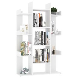 Berkfield Home Book Cabinet White 86x25.5x140 cm Engineered Wood - thumbnail 4