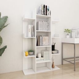 Berkfield Home Book Cabinet White 86x25.5x140 cm Engineered Wood - thumbnail 1