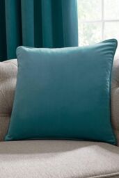 Laurence Llewelyn-Bowen 'Montrose' Luxury Filled Plain Velvet Cushion in Teal - Size: 43 cm x 43 cm