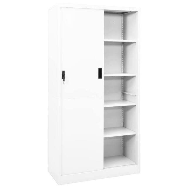 Berkfield Home Office Cabinet with Sliding Door White 90x40x180 cm Steel - Size: 90 x 40 x 180 cm - image 1