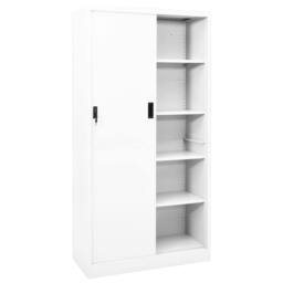 Berkfield Home Office Cabinet with Sliding Door White 90x40x180 cm Steel - Size: 90 x 40 x 180 cm