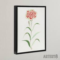 "Artery8 Carnation Flower Framed Canvas Wall Art Print Vintage Japanese Botanical in Blue - Size: W12"" x H16""" - thumbnail 2