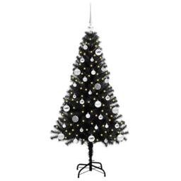 Berkfield Home Christmas Tree with 150 LEDs with Stand Black 150 cm PVC - thumbnail 3