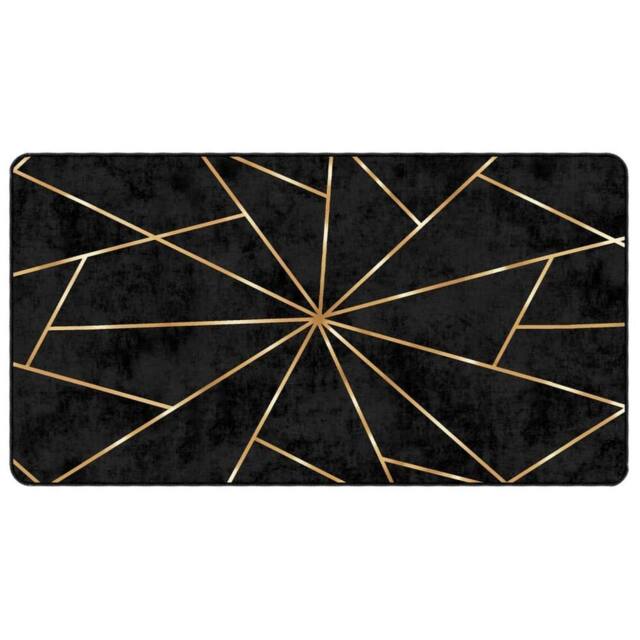 Berkfield Home Rug Washable Black & Gold 80x150 cm Anti Slip - Size: 100 cm diameter - image 1