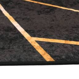 Berkfield Home Rug Washable Black & Gold 80x150 cm Anti Slip - Size: 100 cm diameter - thumbnail 6