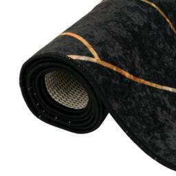 Berkfield Home Rug Washable Black & Gold 80x150 cm Anti Slip - Size: 100 cm diameter - thumbnail 5