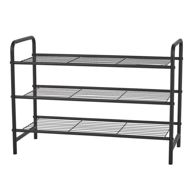 KORVIXA 3 Tier Metal Shoe Rack Stand in Black - Size: 100 cm x 100 cm - image 1