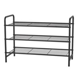 KORVIXA 3 Tier Metal Shoe Rack Stand in Black - Size: 100 cm x 100 cm