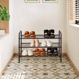 KORVIXA 3 Tier Metal Shoe Rack Stand in Black - Size: 100 cm x 100 cm - thumbnail 4