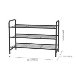 KORVIXA 3 Tier Metal Shoe Rack Stand in Black - Size: 100 cm x 100 cm - thumbnail 2