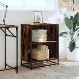 Berkfield Home Book Cabinet Smoked Oak 60x35x76 cm Engineered Wood in Brown - Size: 60 x 35 x 76 cm - thumbnail 3